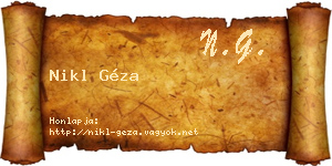 Nikl Géza névjegykártya